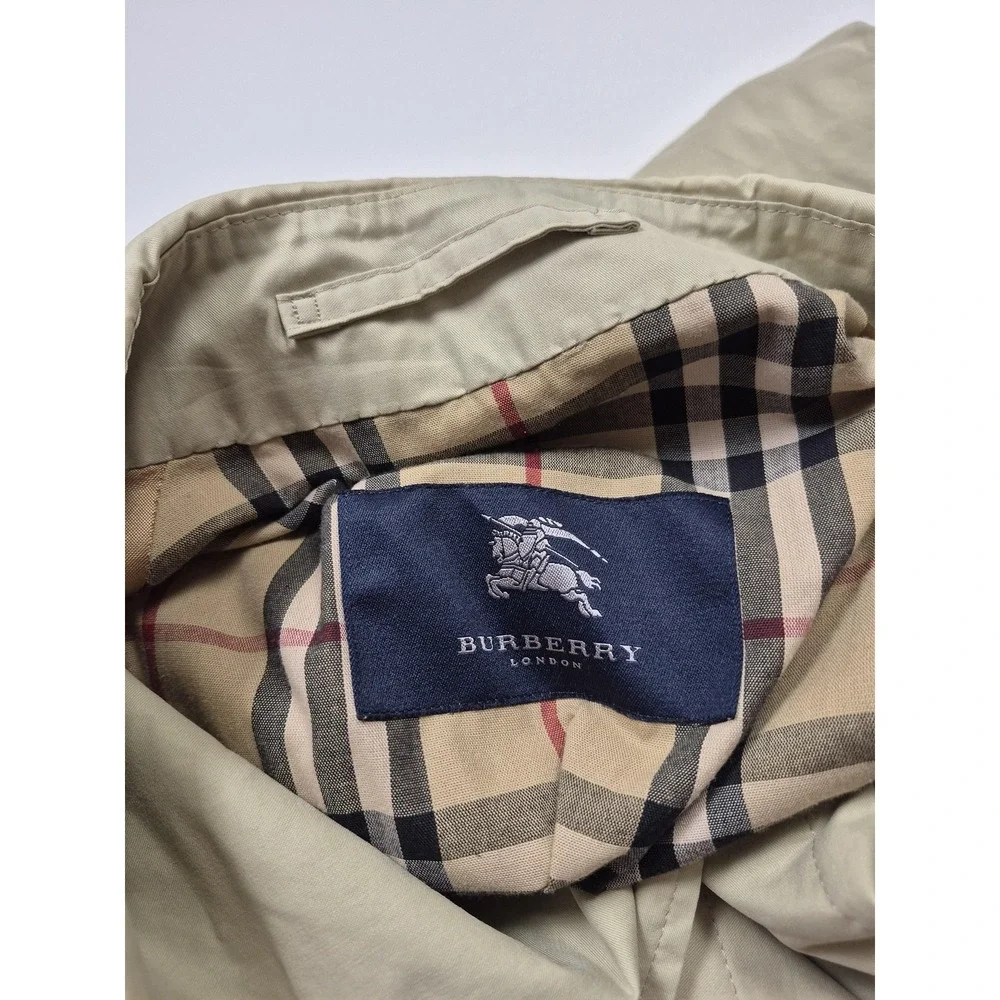 Burberry Coat Mens 46 Beige Cotton Rain Mac Nova Check Lined Classic Trench